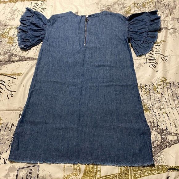 Girl Krazy XS flutter sleeve Chambray shirt dress - Picture 4 of 5